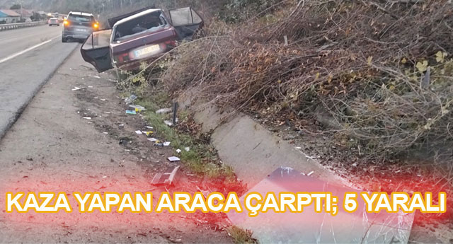 KAZA YAPAN ARACA �ARPTI; 5 YARALI