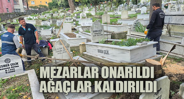 MEZARLAR ONARILDI; A�A�LAR KALDIRILDI
